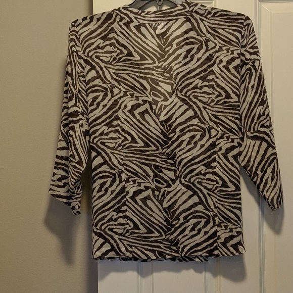 Chico's zebra print silk wrap blouse - Picture 2 of 4